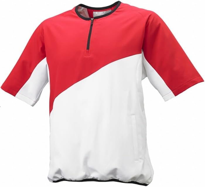 

Мужская бейсбольная футболка SSK с короткой застежкой-молнией до середины груди, для кросс-тренинга, с коротким рукавом, белый/красный