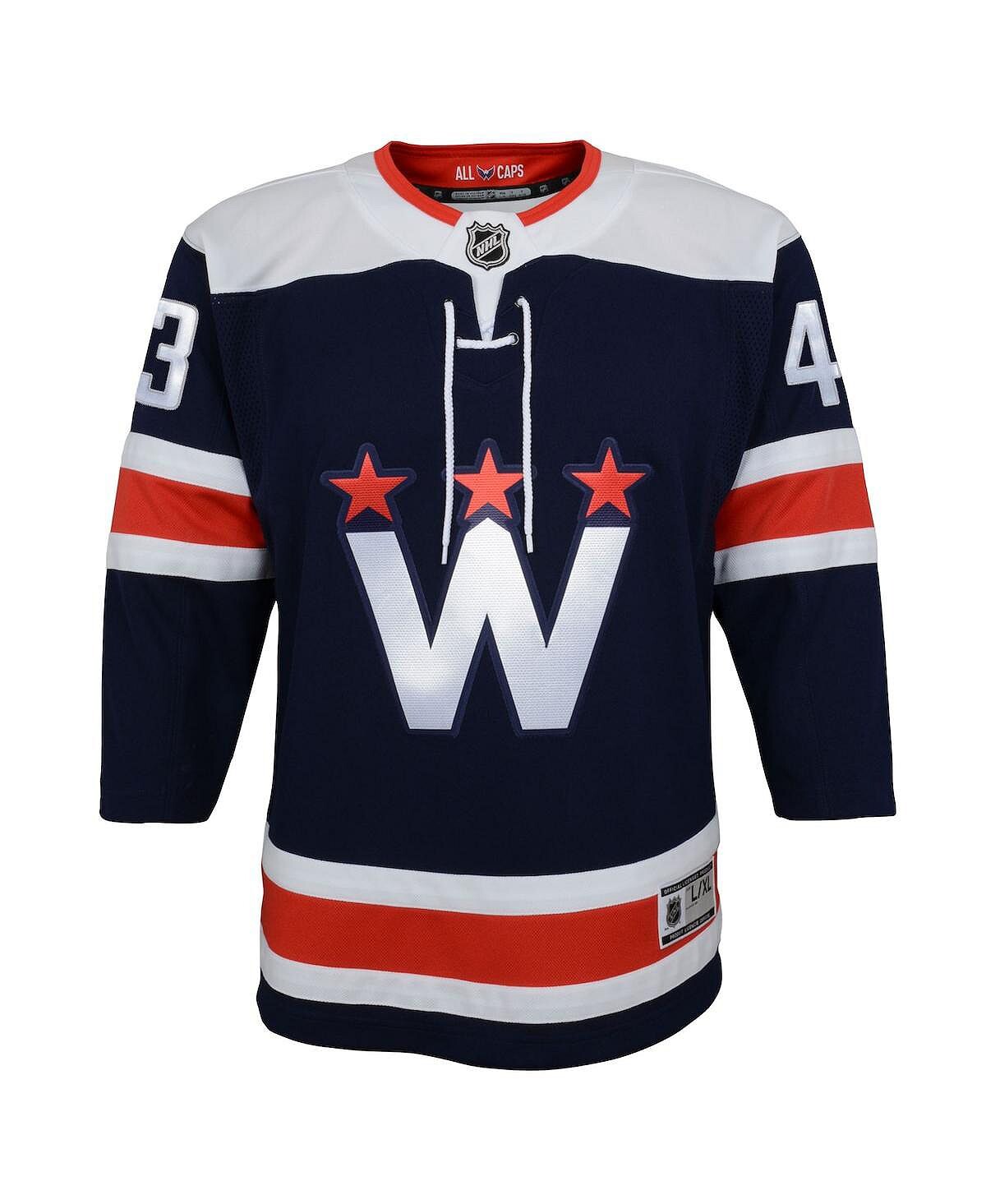 Джерси Big Boys Tom Wilson Navy Washington Capitals 2020/21 запасного игрока премьер-министра Outerstuff — фото 3