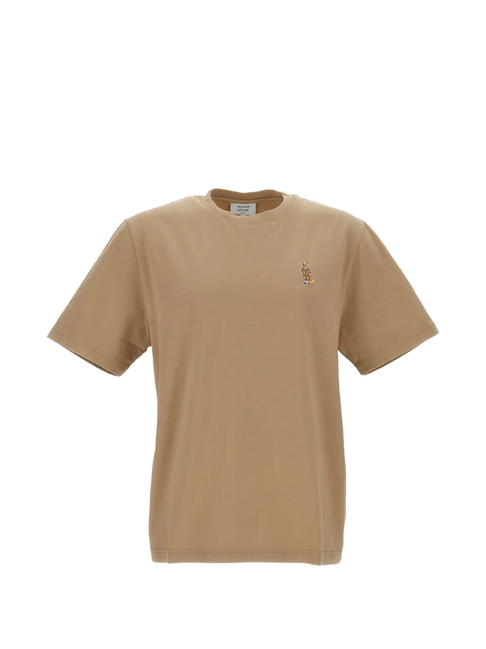 

Футболка с вышивкой в виде лисы Maison Kitsuné, бежевый