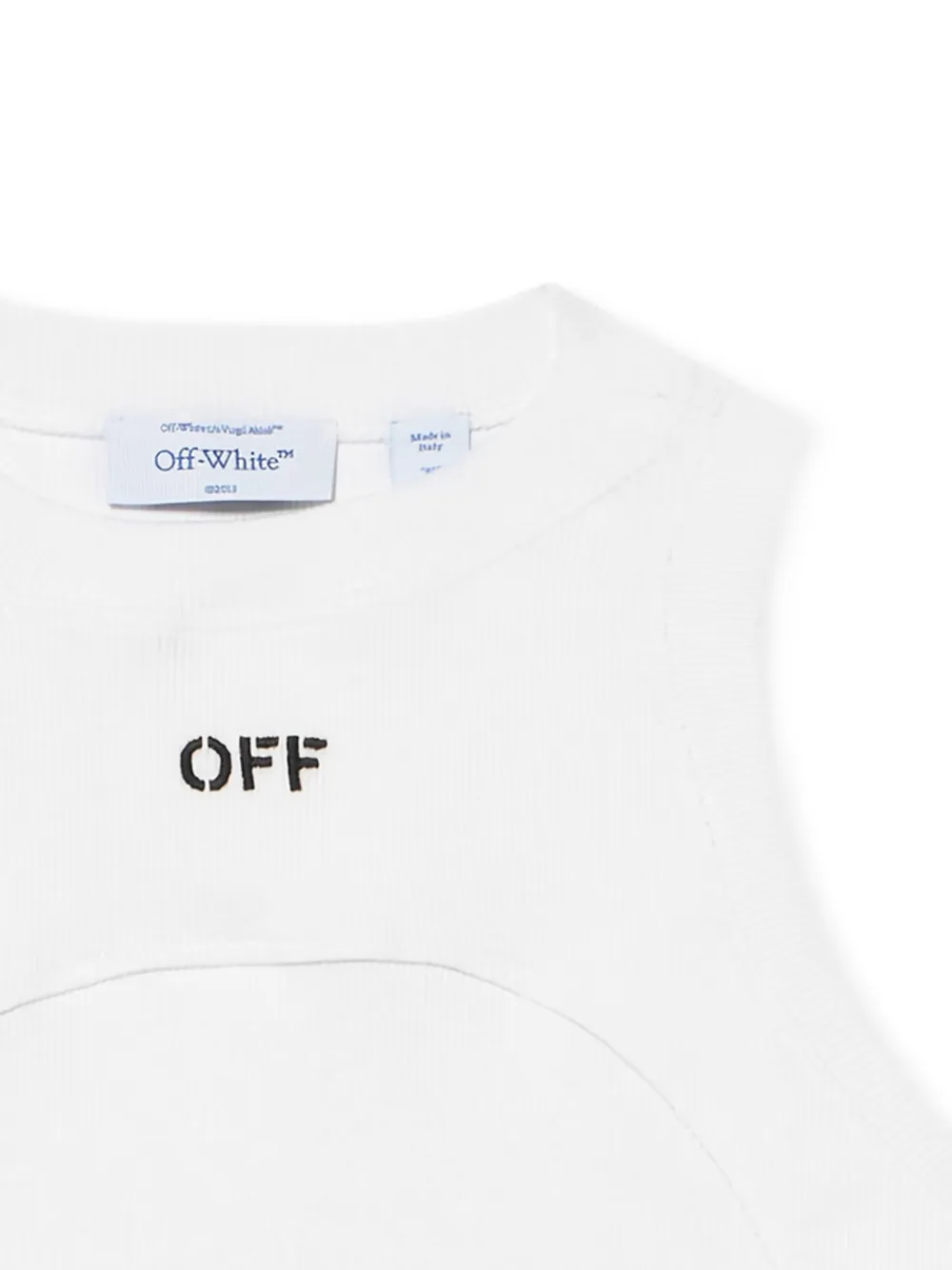 Облегающая майка в рубчик с логотипом Off Off-White, белый — фото 2