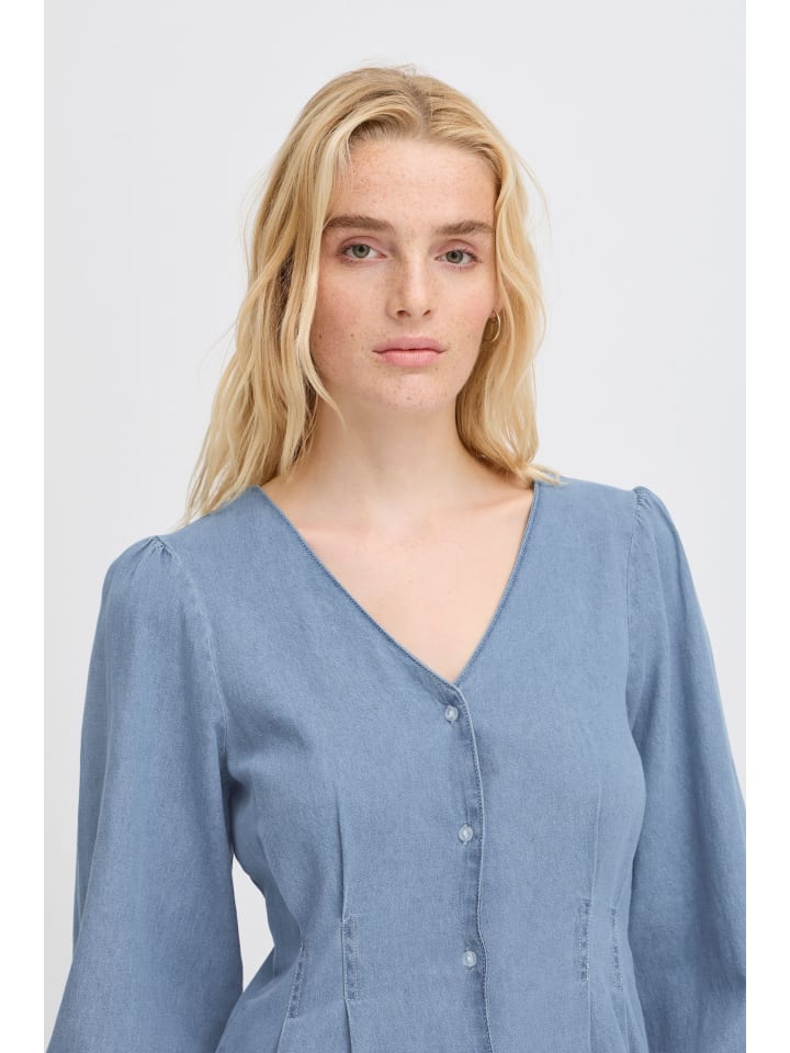 

ICHI Джинсовое платье IHARCHER, стандартный крой, светло-голубой с эффектом потертости