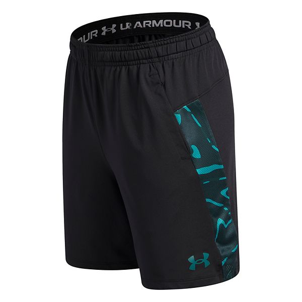 Шорты для мальчиков 8-20 лет tech vent print blocked Under Armour, Black With Rack Green — фото 3