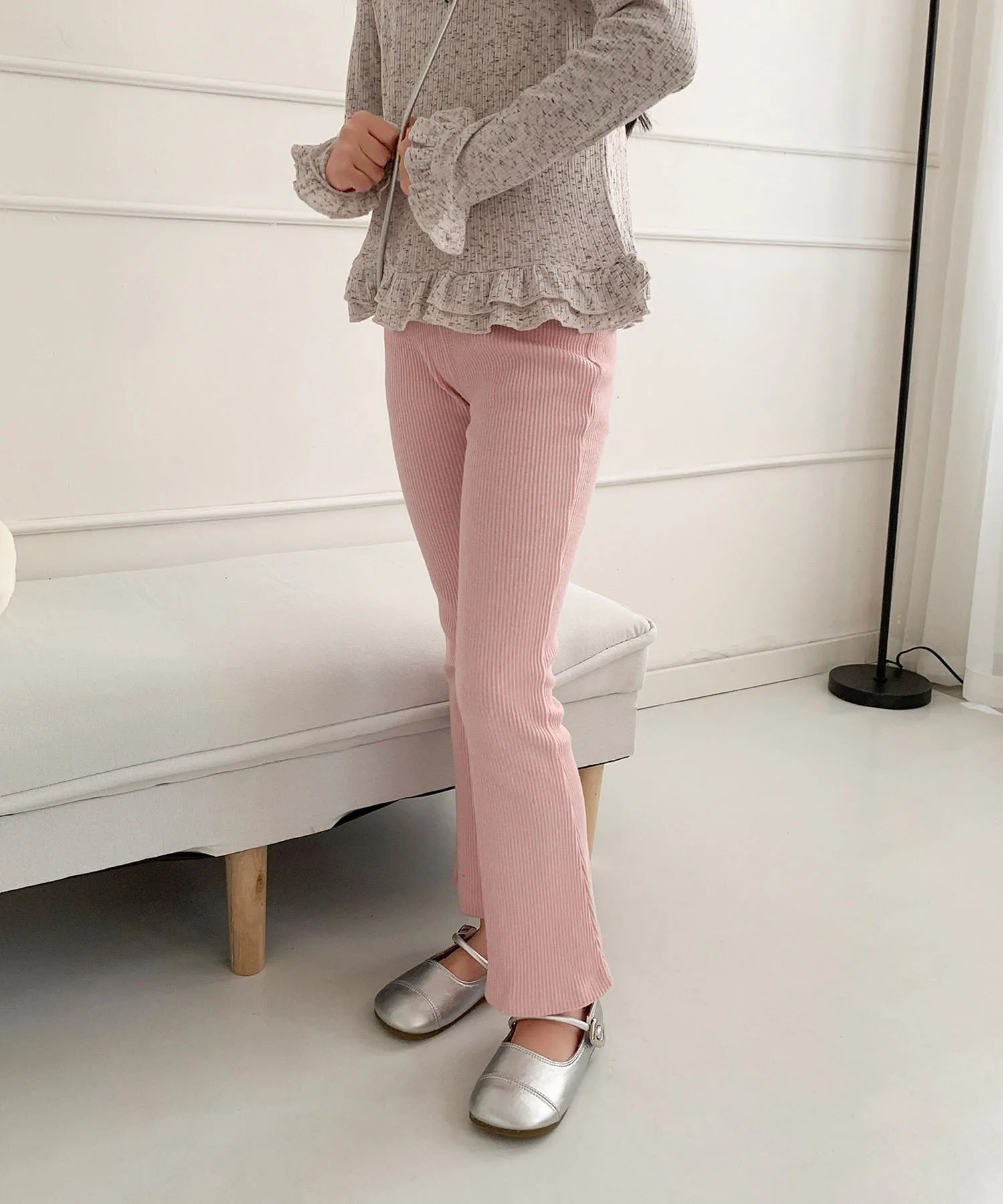 Полурасклешенные брюки длиной 9 дюймов Aimoha Kids, Light pink — фото 4