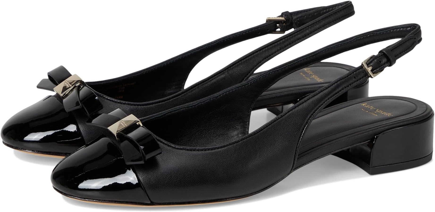 Туфли Kate Spade New York Women's Deco Bow Smooth Leather Slingback Pumps, Black