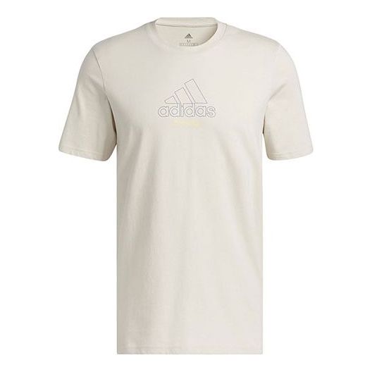 

Футболка Men's adidas Alphabet Logo Printing Casual Sports Short Sleeve Beige T-Shirt, бежевый