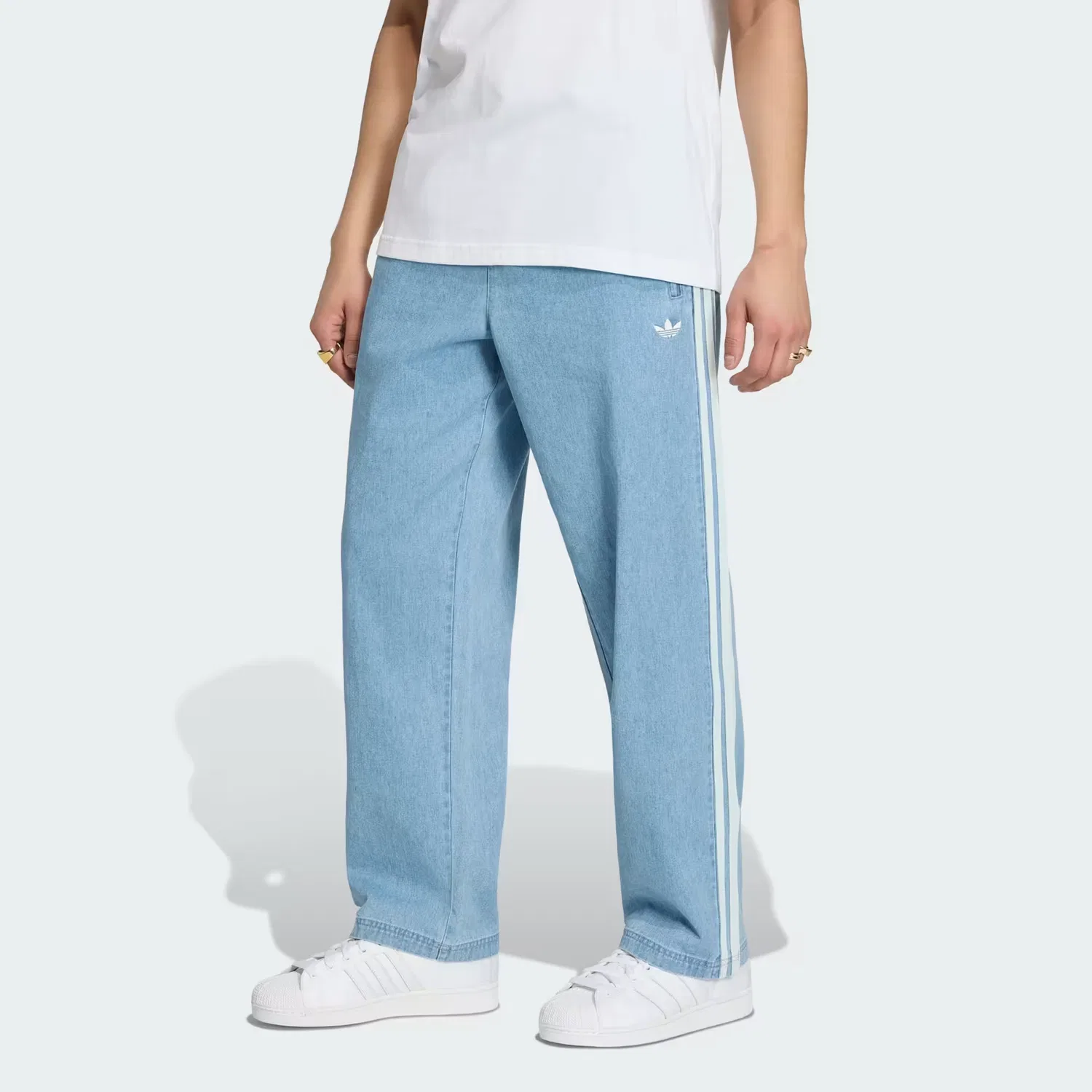 Джинсы деним Adidas Originals FB DENIM светло-синие — фото 4