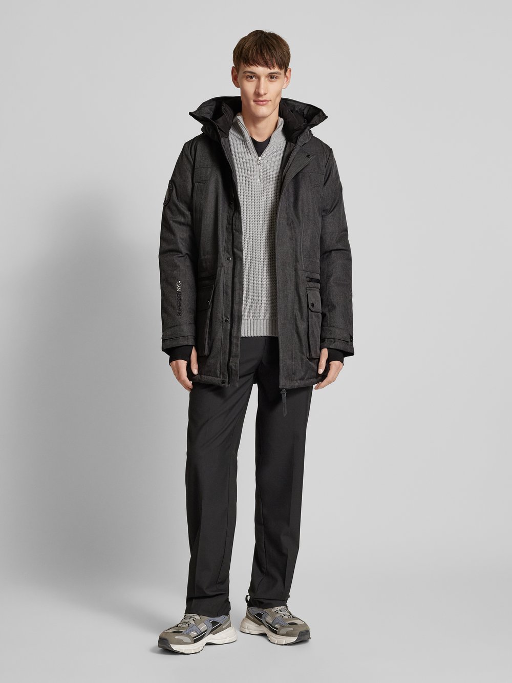 

Парка с пришитыми этикетками, модель «City Tweed» Superdry, черный