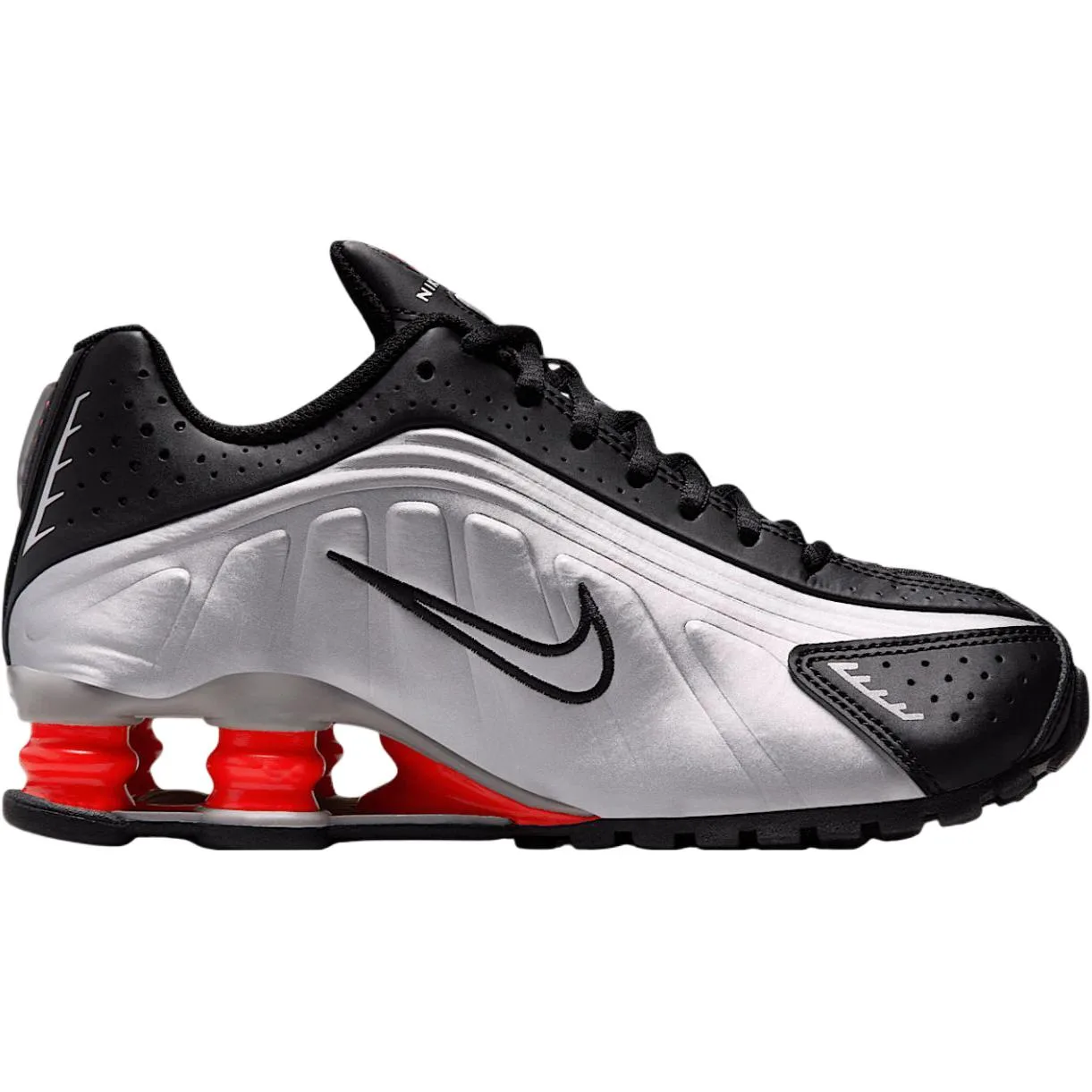 Shox R4 мягкие и удобные с противоскользящей и износостойкой подошвой low top Nike, черный серебро — фото 3