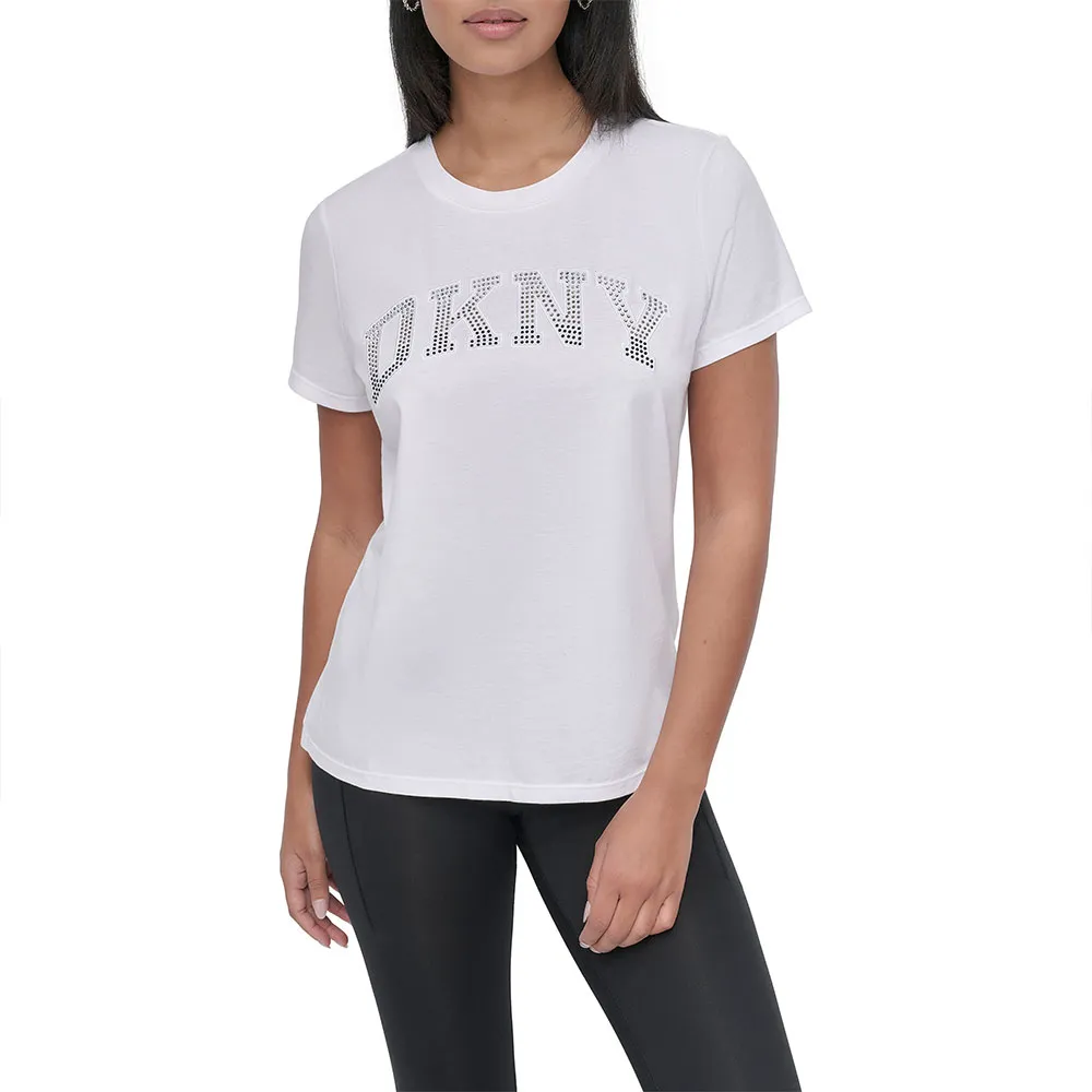 

Футболка с коротким рукавом DKNY Arched Varsity Rhinestone Ombre, белый