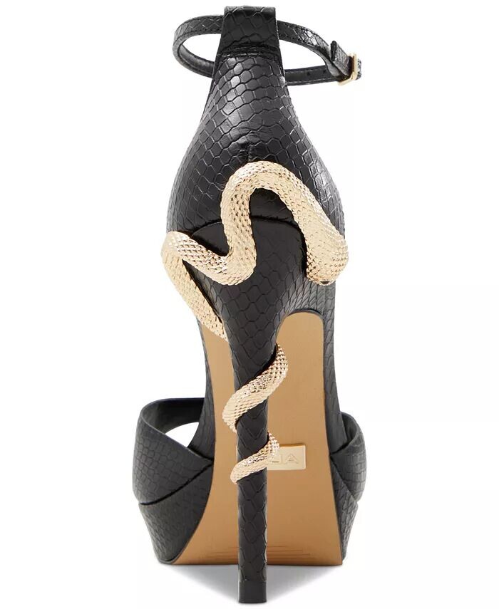 Женские двухсекционные босоножки на шпильке со змеиным узором Medusa Aldo, черный — фото 3