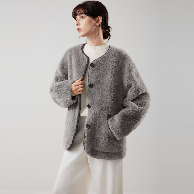 

ELLE Вельветовая куртка Women's Medium Gray с круглым вырезом