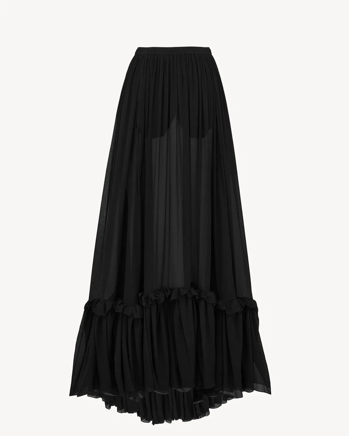 Юбка из креп-шифона Saint Laurent, черный
