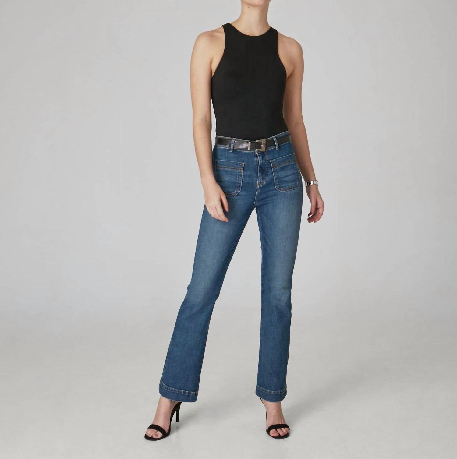 

Расклешенные джинсы Billie с высокой посадкой, синего цвета Lola Jeans