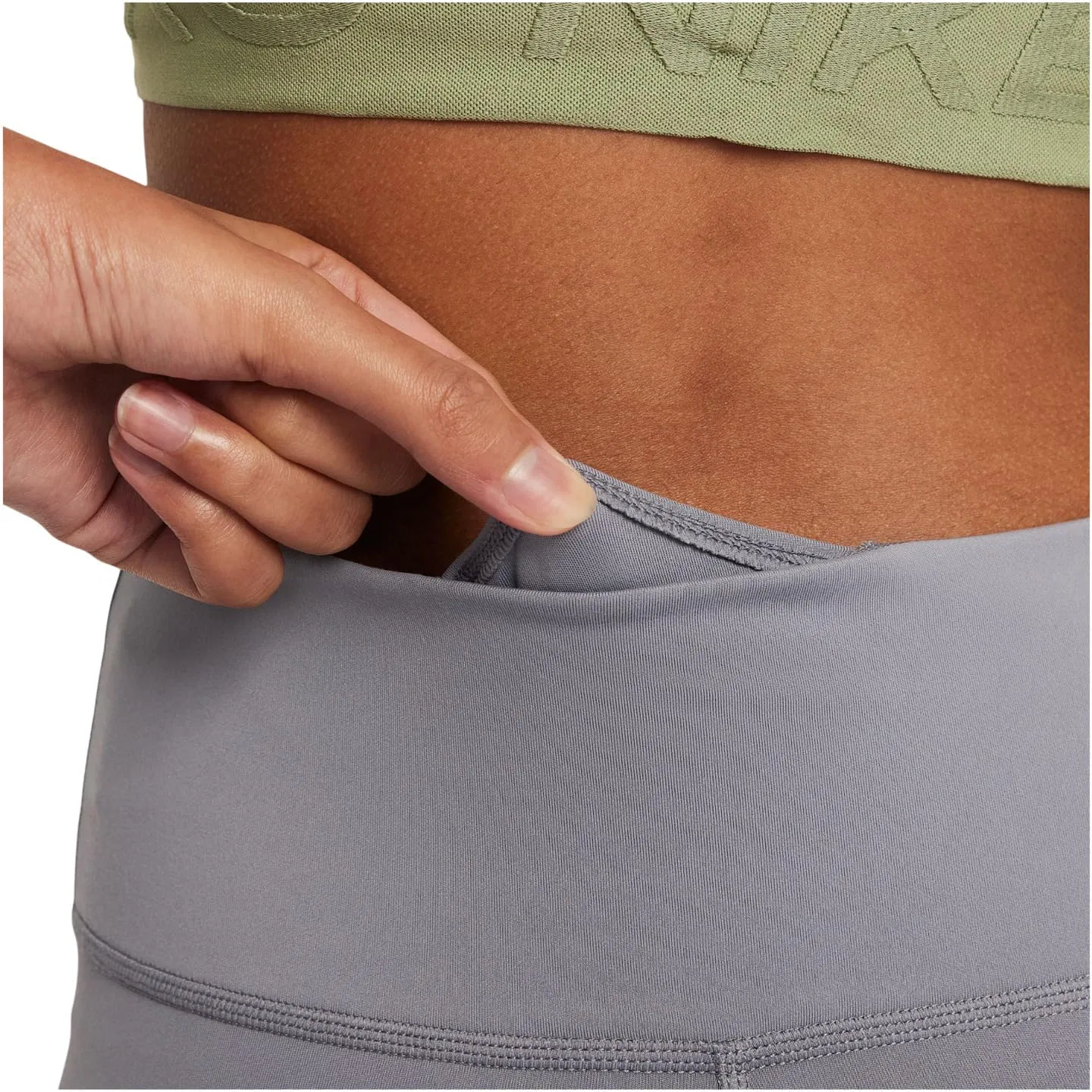 Леггинсы Nike Dri-FIT с высокой посадкой, серый дымчатый/белый — фото 4