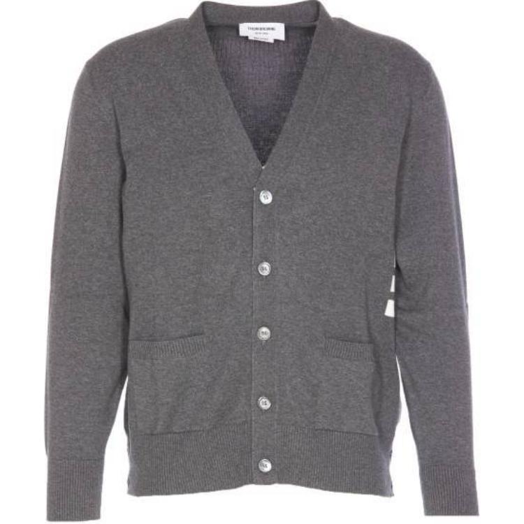 

Кардиган с v-образным вырезом свободного кроя THOM BROWNE, серый
