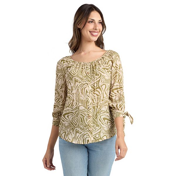 

Женский топ с пуговицами спереди и манжетами на рукавах Ab Studio