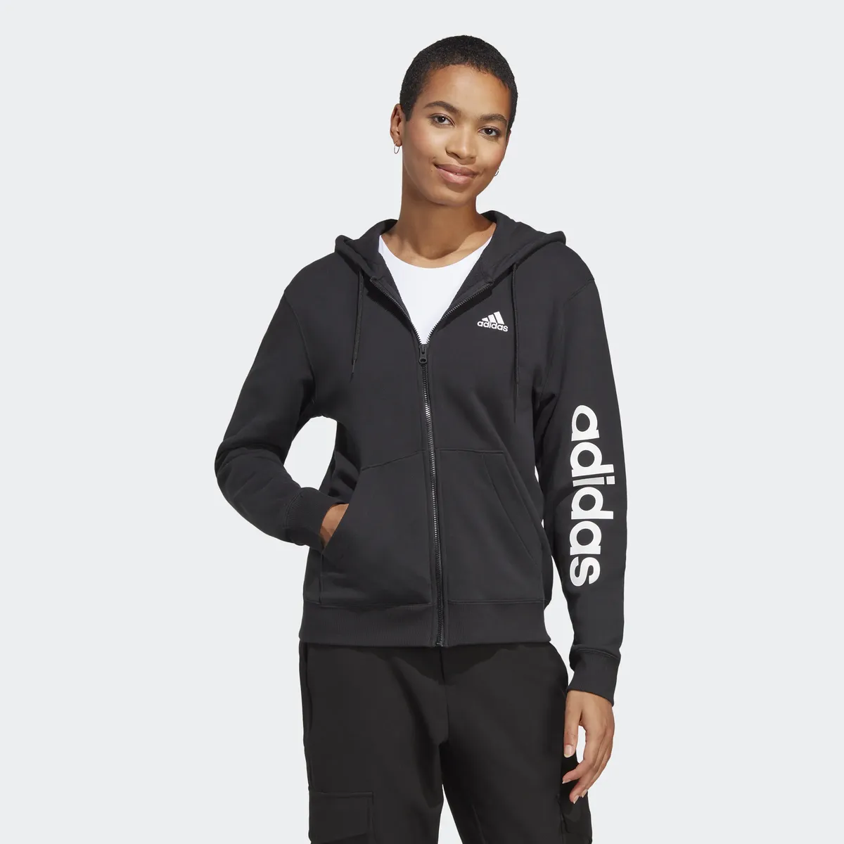 

Adidas Sportswear толстовка с капюшоном "ESSENTIALS LINEAR FRENCH TERRY HOODED JACKET", белый
