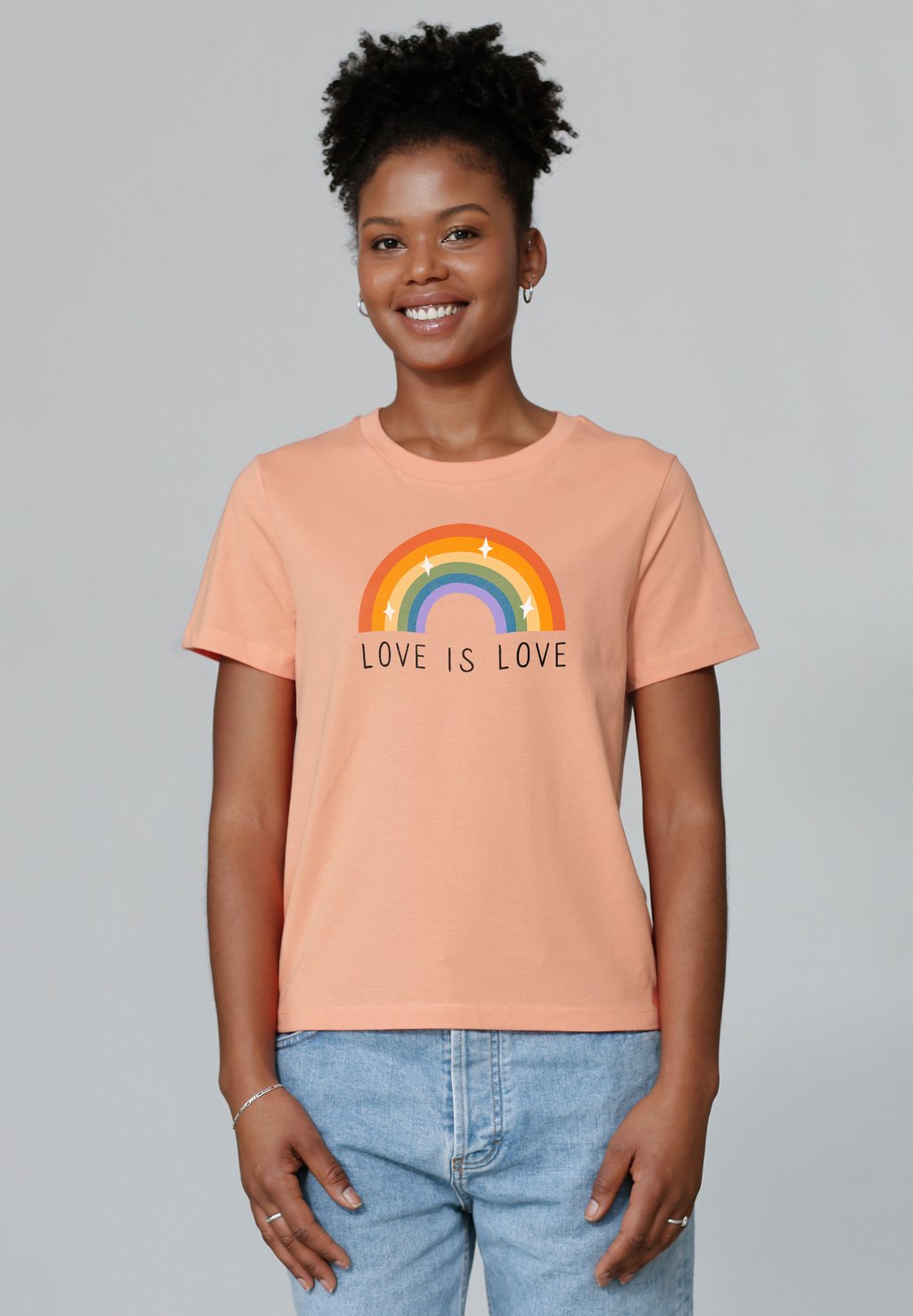 

Футболка с принтом LOVE IS LOVE watapparel, оранжевый