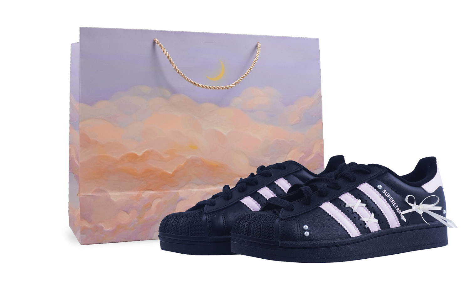 

Adidas Originals Superstar 2 устойчивые к истиранию низкие детские скейтбординг кроссовки black pink unisex