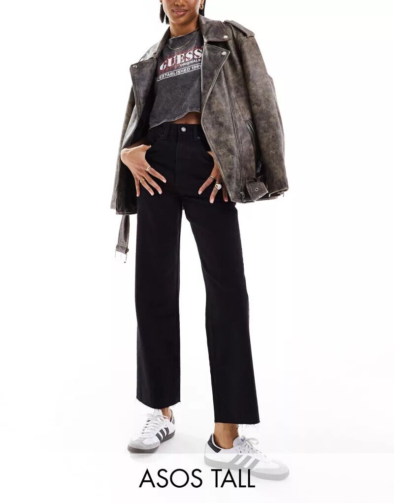 

Черные простые джинсы ASOS DESIGN Tall укороченного прямого кроя