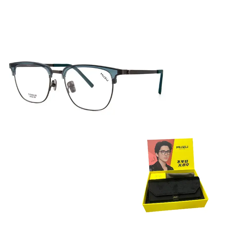 

MUZU Титановые силиконовые оправы для очков TR90 унисекс, Translucent Blue | Matte Gunmetal-C29 Frame Only