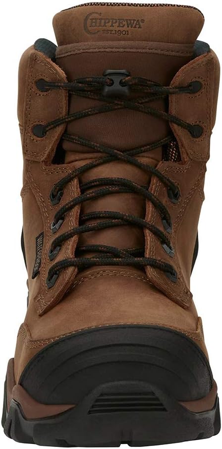 Рабочие сапоги Chippewa Cross Terrain с композитным носком, 6 дюймов - водонепроницаемые мужские рабочие ботинки - противоскользящая обувь на шнуровке - широкий размер - прочные с резиновой подошвой, коричневый — фото 2
