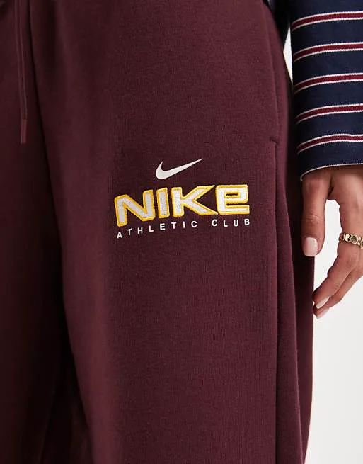 Бордовые широкие джоггеры Nike Varsity — фото 3