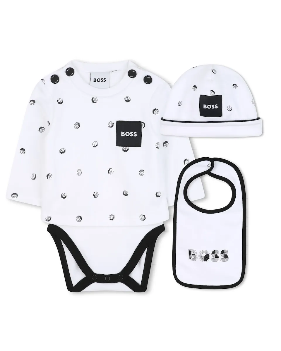 

Детский комплект белого цвета из хлопка BOSS Kidswear