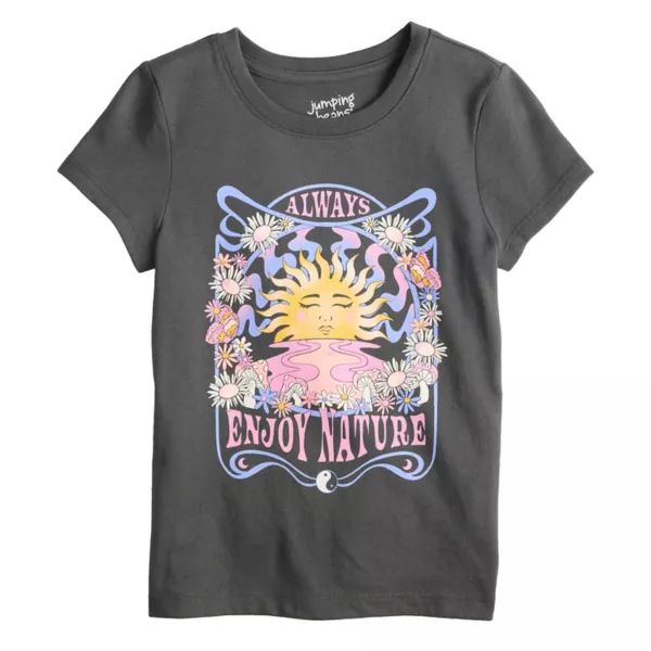 

Футболка с коротким рукавом и принтом для девочек 4-12 лет Jumping Beans, цвет charcoal groovy sun