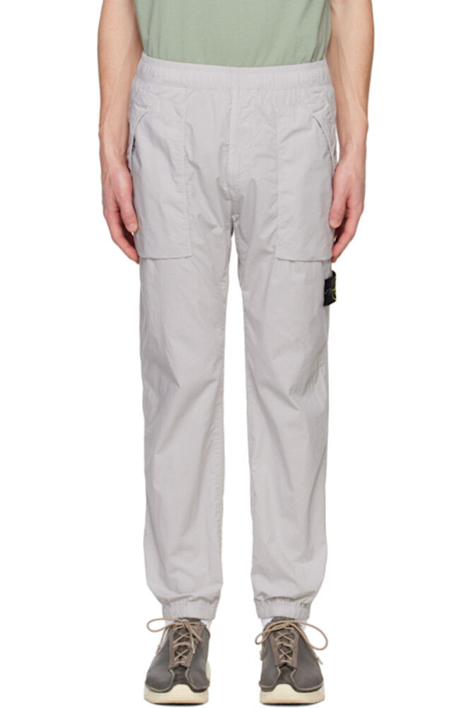 

Серые эластичные хлопковые спортивные штаны Tela Paracadute Stone Island