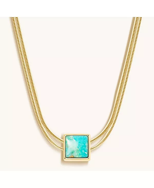 

Успокаивающее ожерелье из бирюзы от сглаза, декабрьский камень зодиака Karma And Luck, gold/turquoise