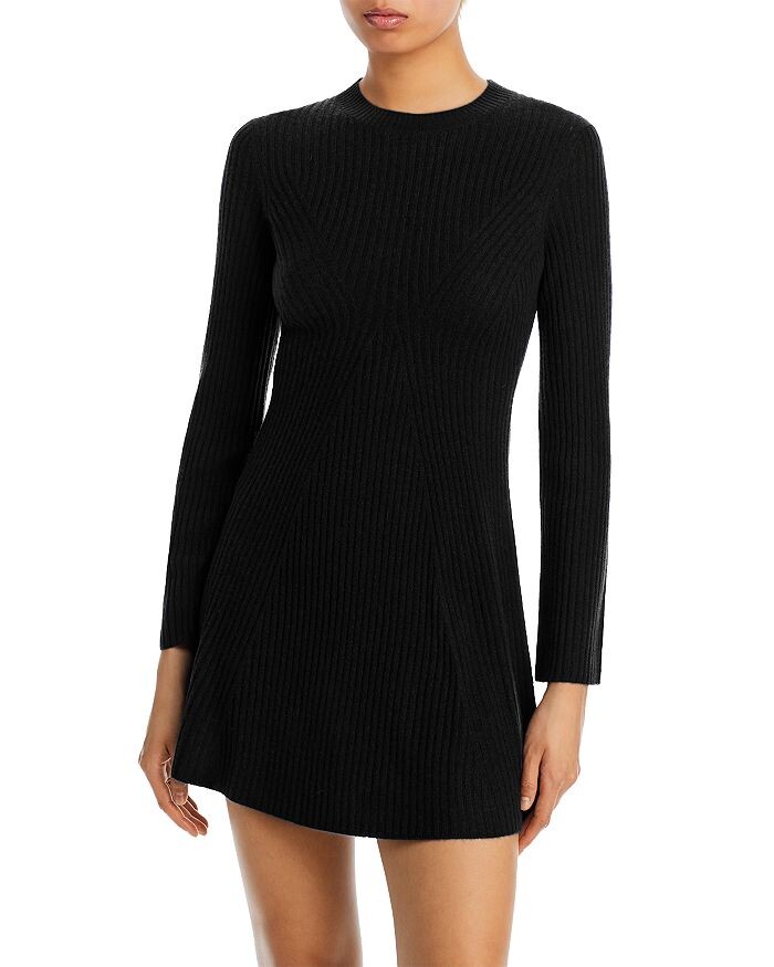 

Мини-платье из кашемира в рубчик AQUA Cashmere Contour, черный