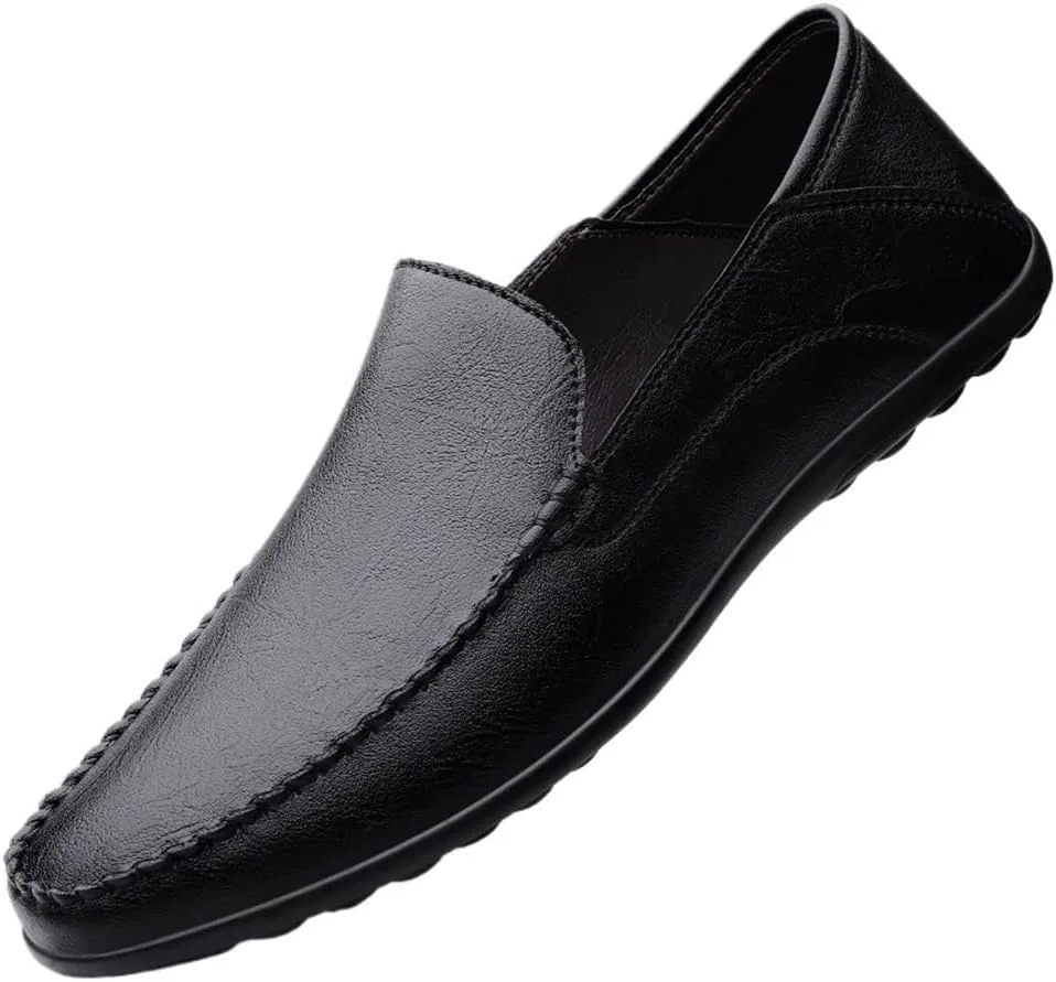Мужские лоферы из натуральной кожи на нескользящей подошве, Black UOPYNE