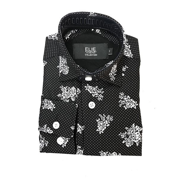 

Мальчиковая рубашка slim fit с цветочным принтом Elie Balleh, Black