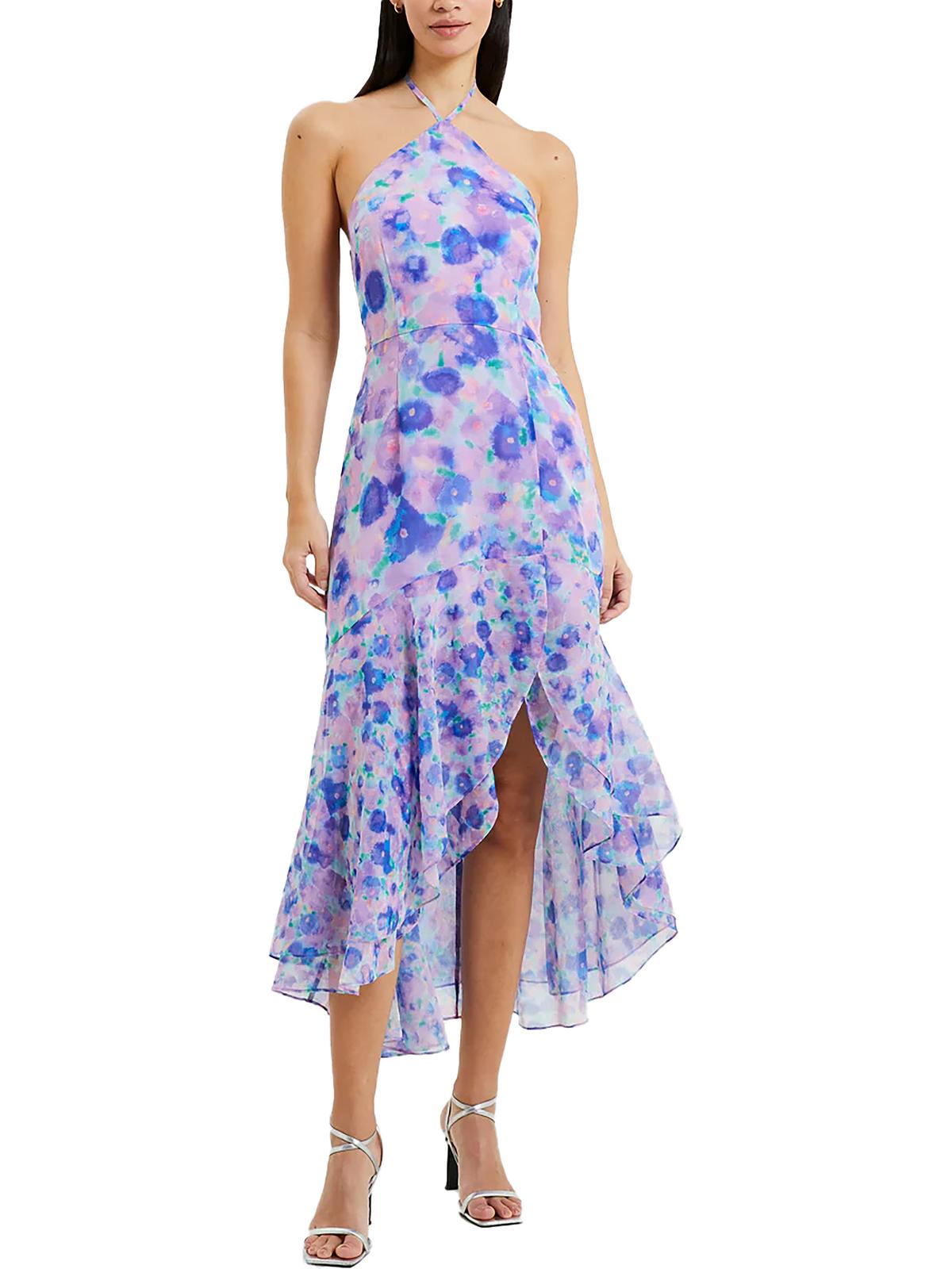

Gretha Женское платье с принтом Hi-Low Halter French Connection, цвет sheer lilac