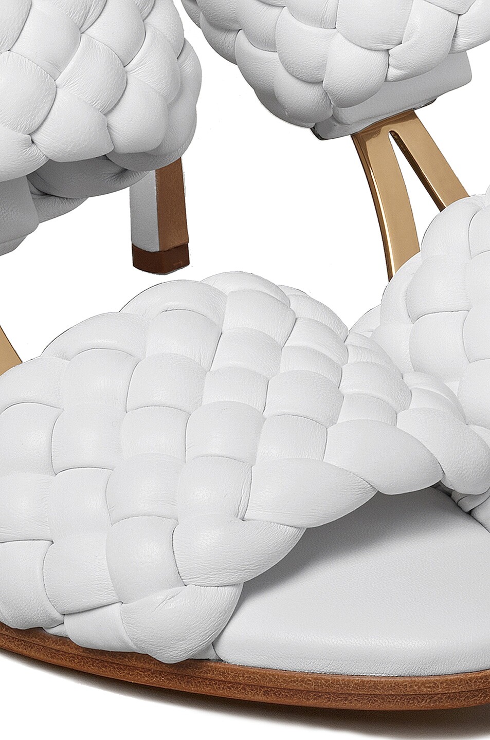 Кожаные плетеные сандалии Lido Bottega Veneta, цвет Optic White — фото 3