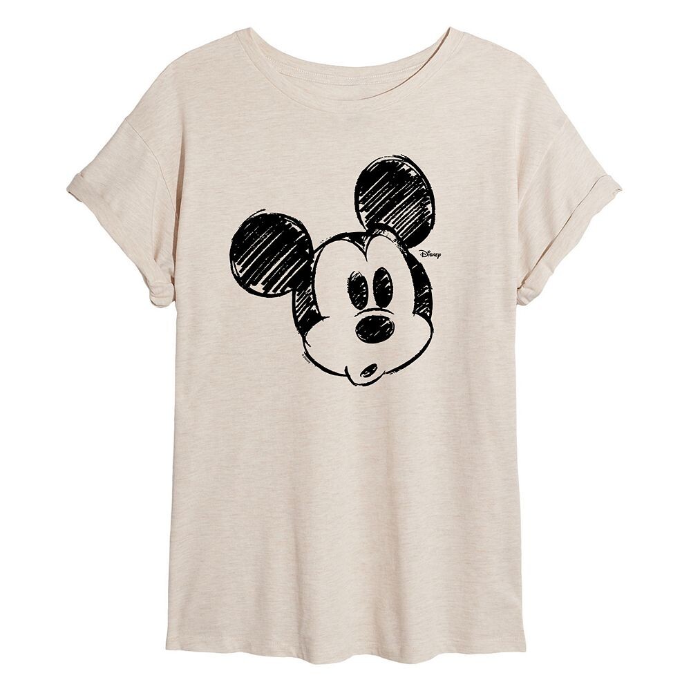

Струящаяся футболка Disney's Mickey Mouse Junior's Sketch Head, цвет Beige Khaki