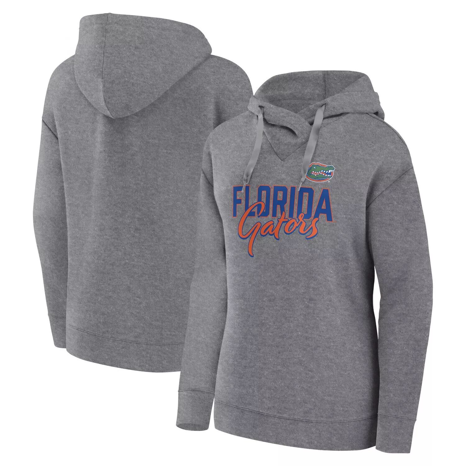 

Женский пуловер с капюшоном Fanatics с логотипом Heather Grey Florida Gators Script Favorite Fanatics
