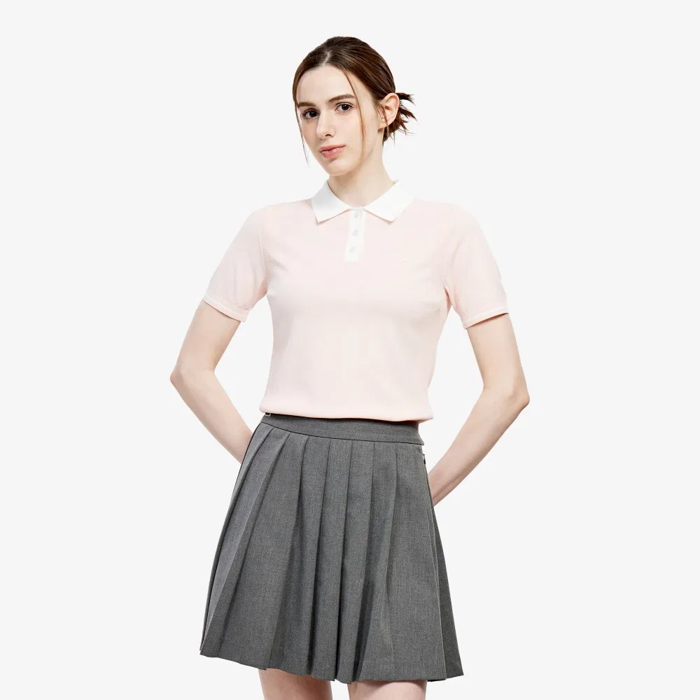 Свитер-поло женский Lacoste, базовый, светло-розовый