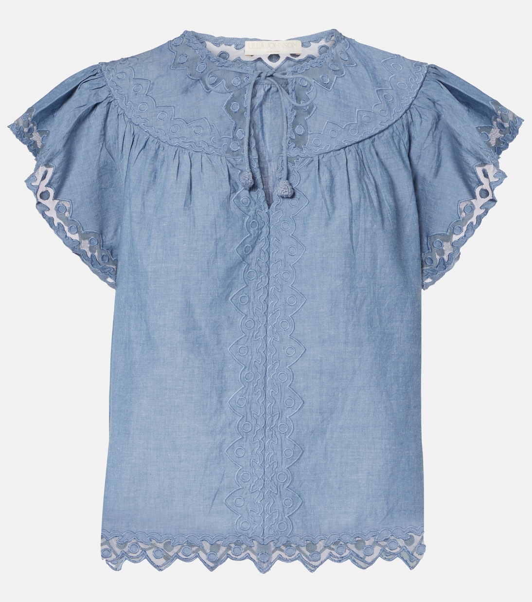 

Топ Effie из хлопка с кружевной отделкой Ulla Johnson, Chambray