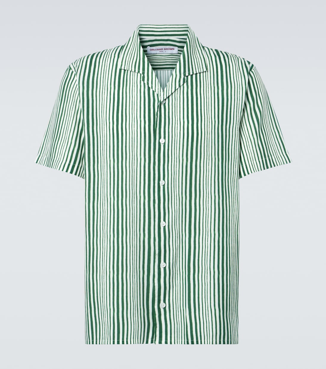 

Полосатая боулинговая рубашка Hibbert Orlebar Brown, Caddie Green/ White