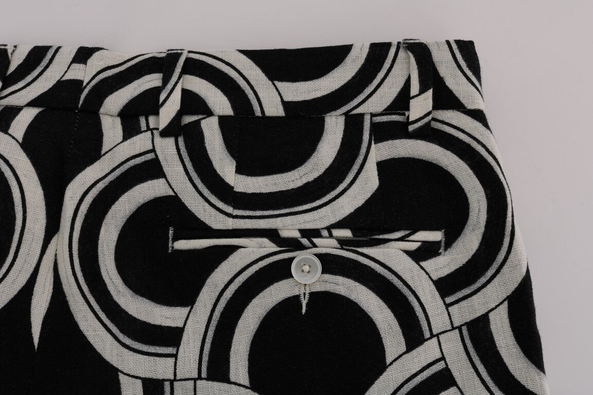 

Dolce & Gabbana Мужские шорты из льна с шиком и рисунком, цвет Black/White