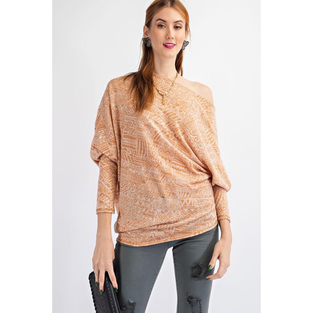 

Вязаный топ с племенным принтом FASHNZFAB, коричневый