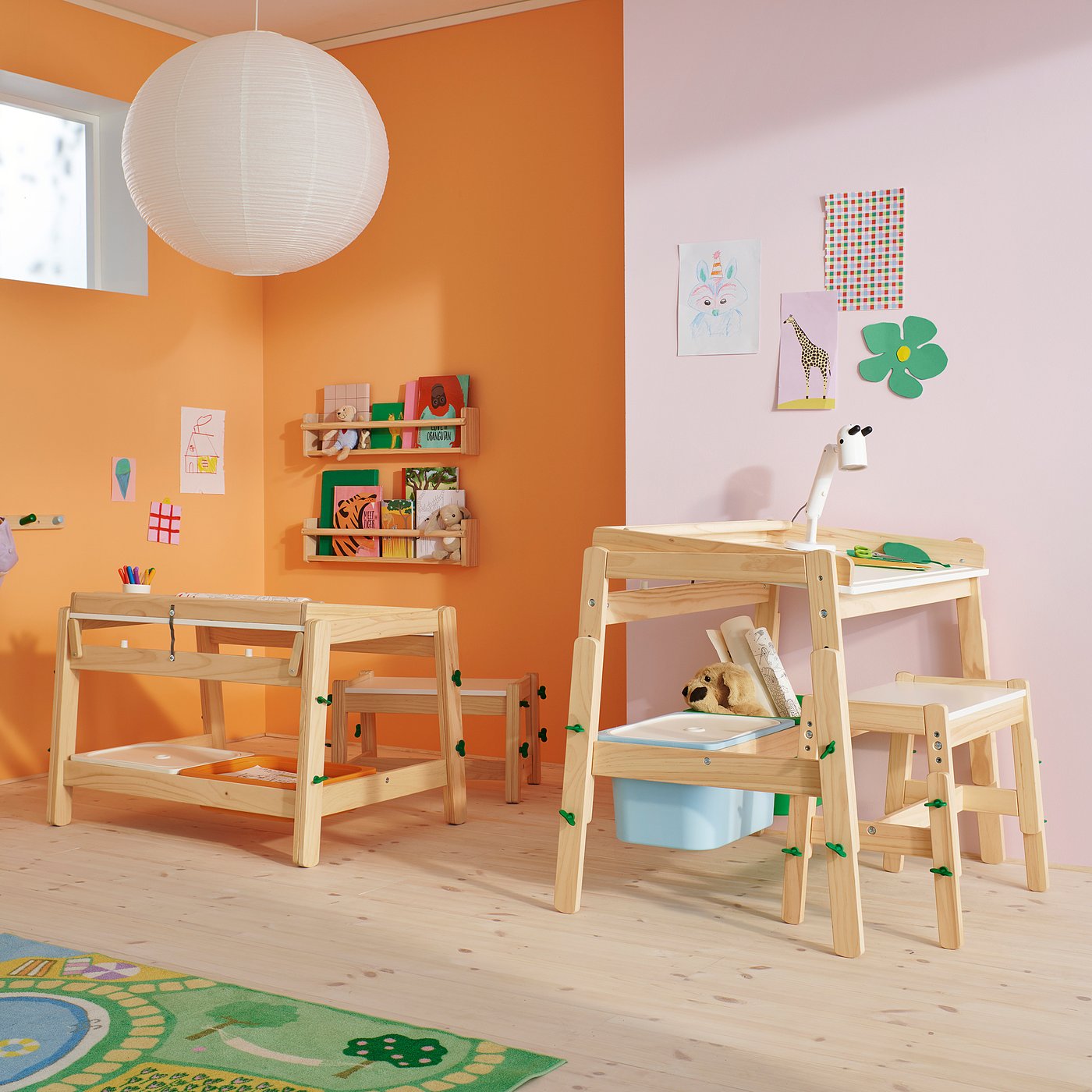 Детский письменный стол, регулируемая высота/зеленый IKEA Flisat — фото 2