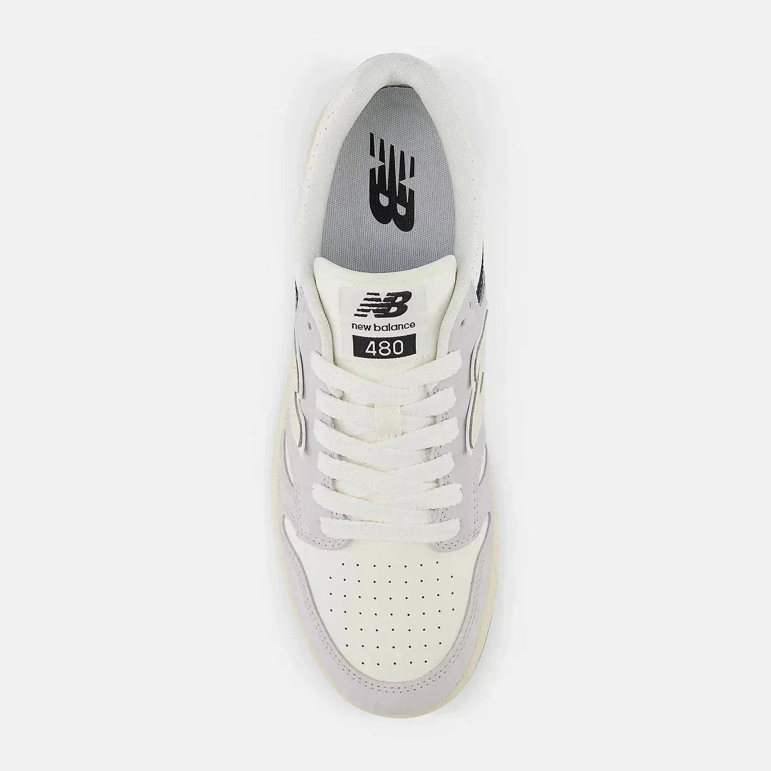 Мужские кроссовки New Balance 480 BB480PEG, серые с белыми вставками, кожаные, повседневная обувь, SHOP162 — фото 4