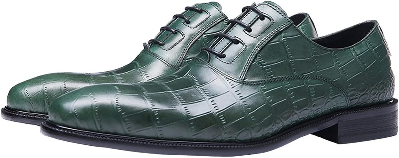 

Мужские туфли-оксфорды Santimon из кожи верхнего слоя - формальная обувь с тиснением под крокодила для бизнеса, повседневной носки и свадебного торжества, зеленый