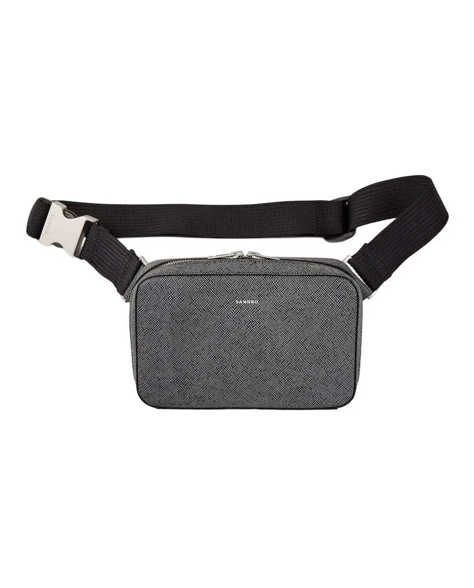 

Маленький мужской кожаный рюкзак из реконструированной кожи Sandro, черный/серый