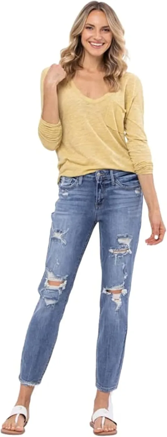 Женские джинсы Mid-Rise Destroyed Boyfriend Fit (Style 82217) Generic, синий