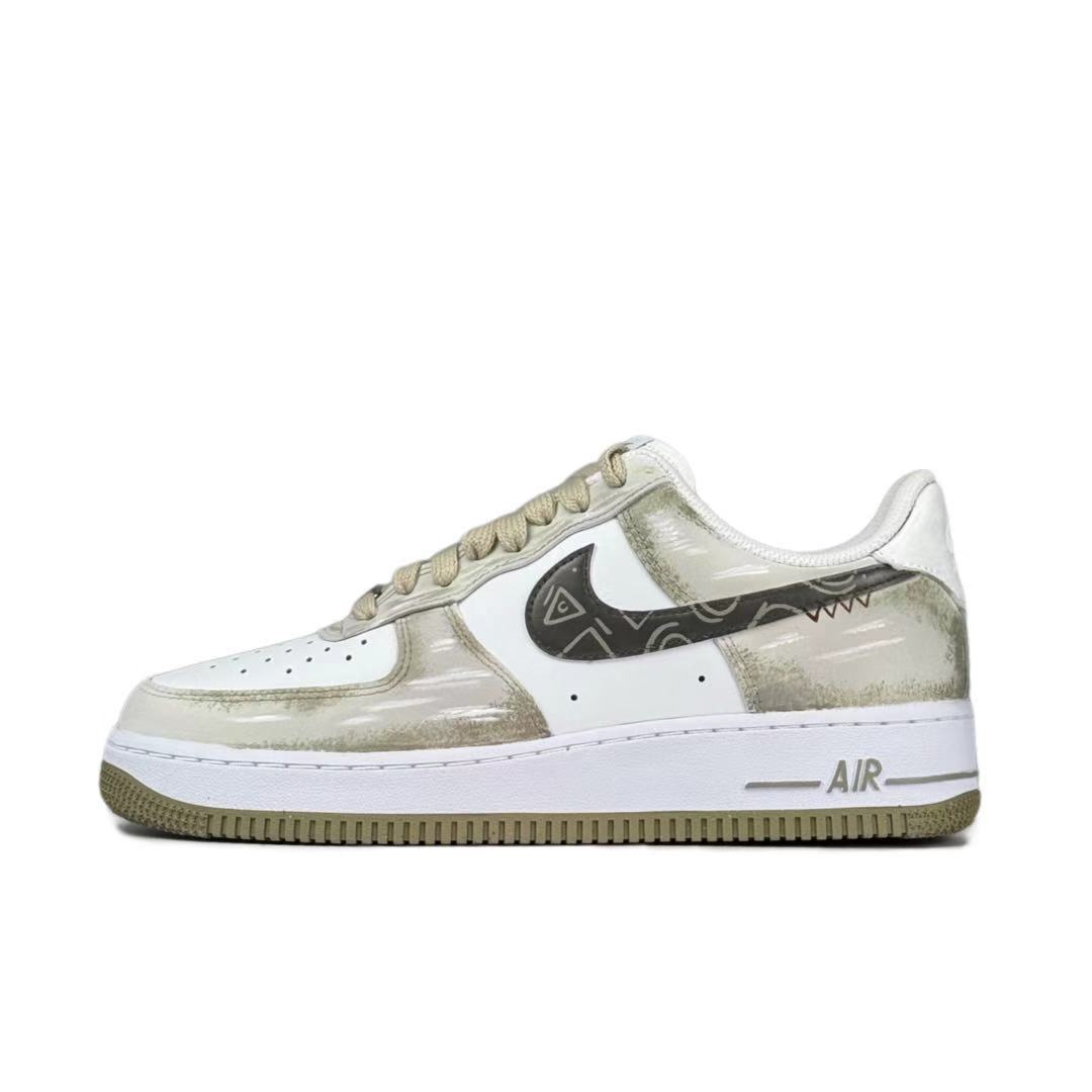 

Nike Кроссовки Air Force 1 Jasper Symbol, износостойкие, низкие, для скейтбординга, мужские, белые, зеленые