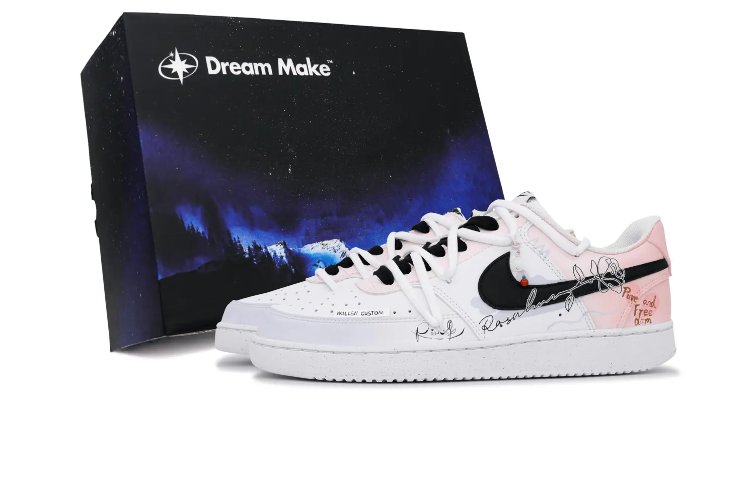 

Nike Кроссовки для скейтборда Court Vision 1 с противоскользящим износостойким верхом, мужские, белые, розовые